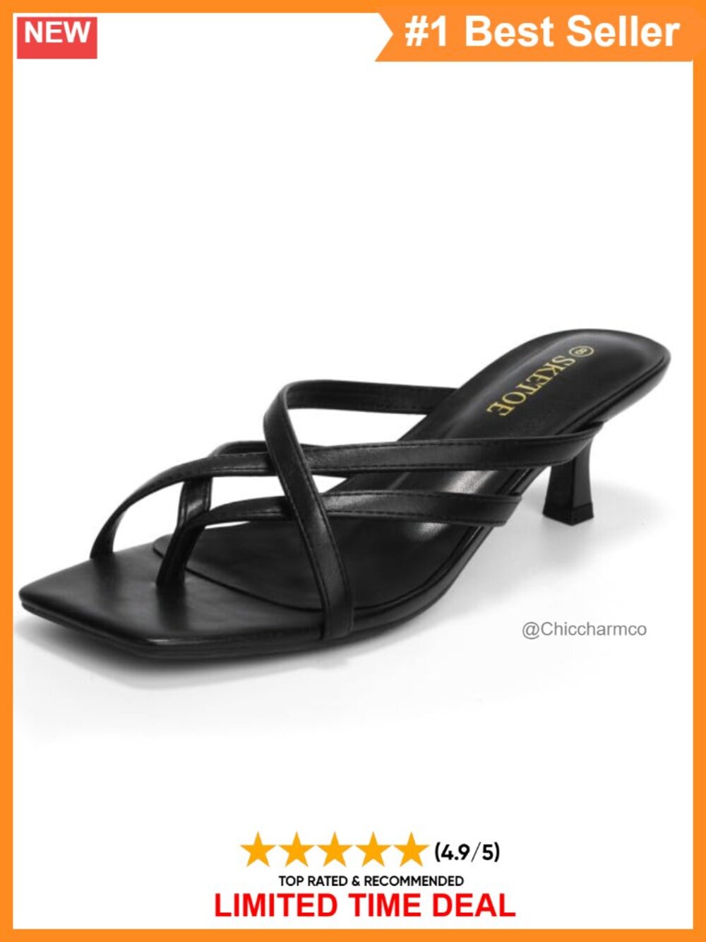 Women's Kitten Heel Thong Sandals Strappy Square Toe Faux Leather